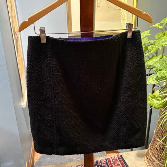 NWT Ann Taylor LOFT Black Tweed Shift Mini Skirt Double Zipper Size 8 Petite - Picture 5 of 9